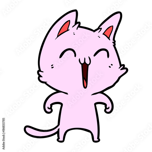 happy cartoon cat meowing