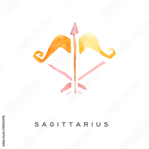 Sagittarius zodiac sign, part of zodiacal system watercolor vector illustration isolated on a white background