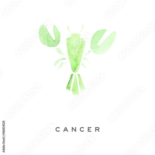 Cancer zodiac sign, part of zodiacal system watercolor vector illustration isolated on a white background