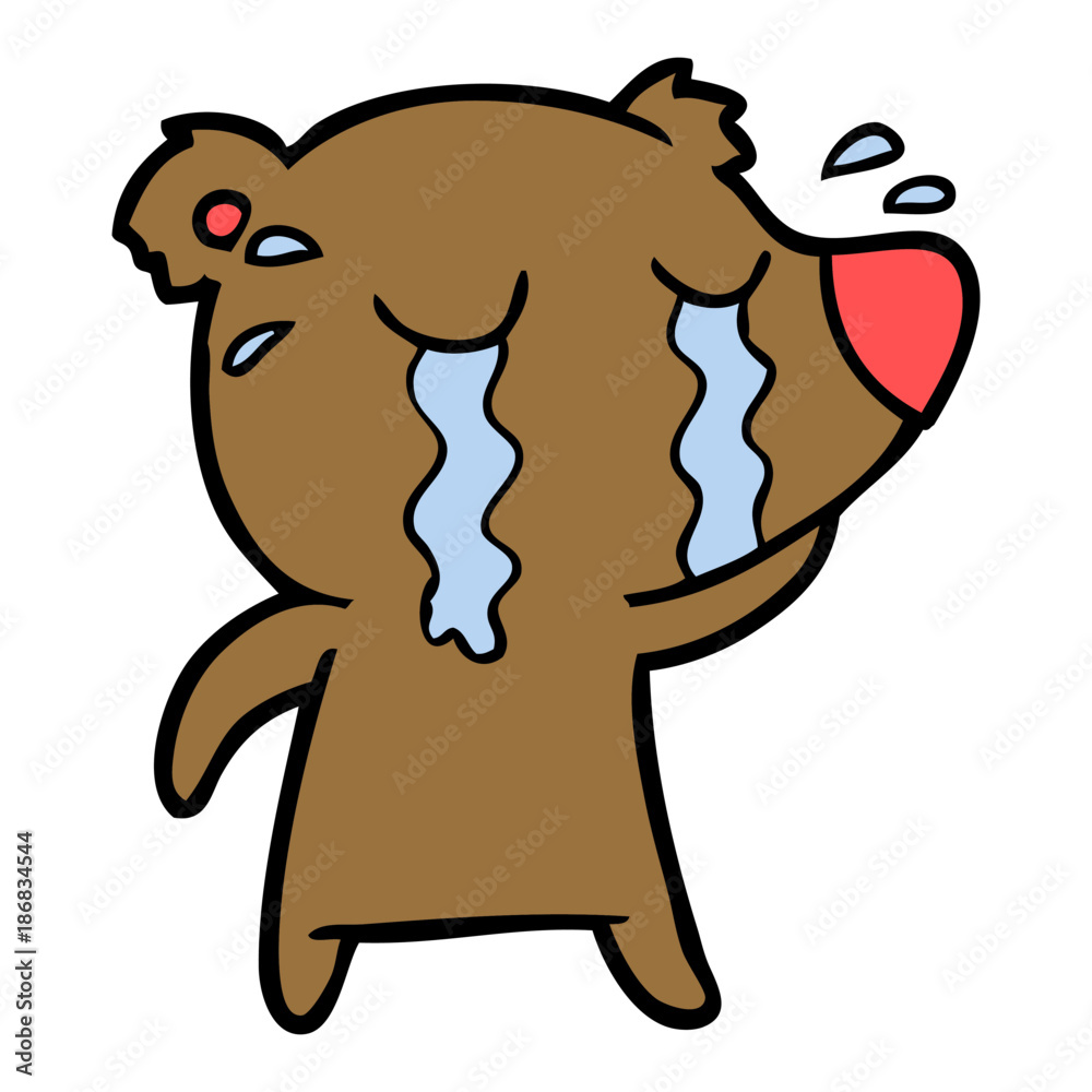 Obraz premium cartoon crying bear