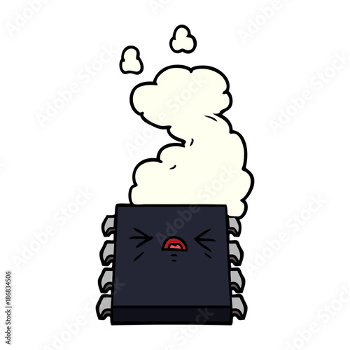 cartoon overheating computer chip