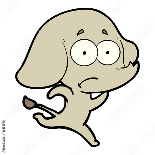 cartoon unsure elephant running away
