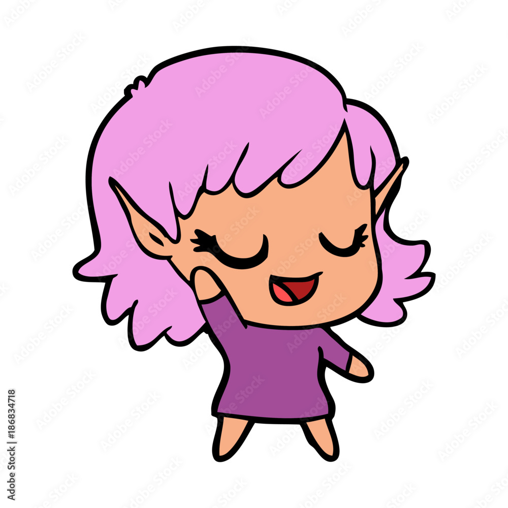 happy cartoon elf girl happy cartoon elf girl