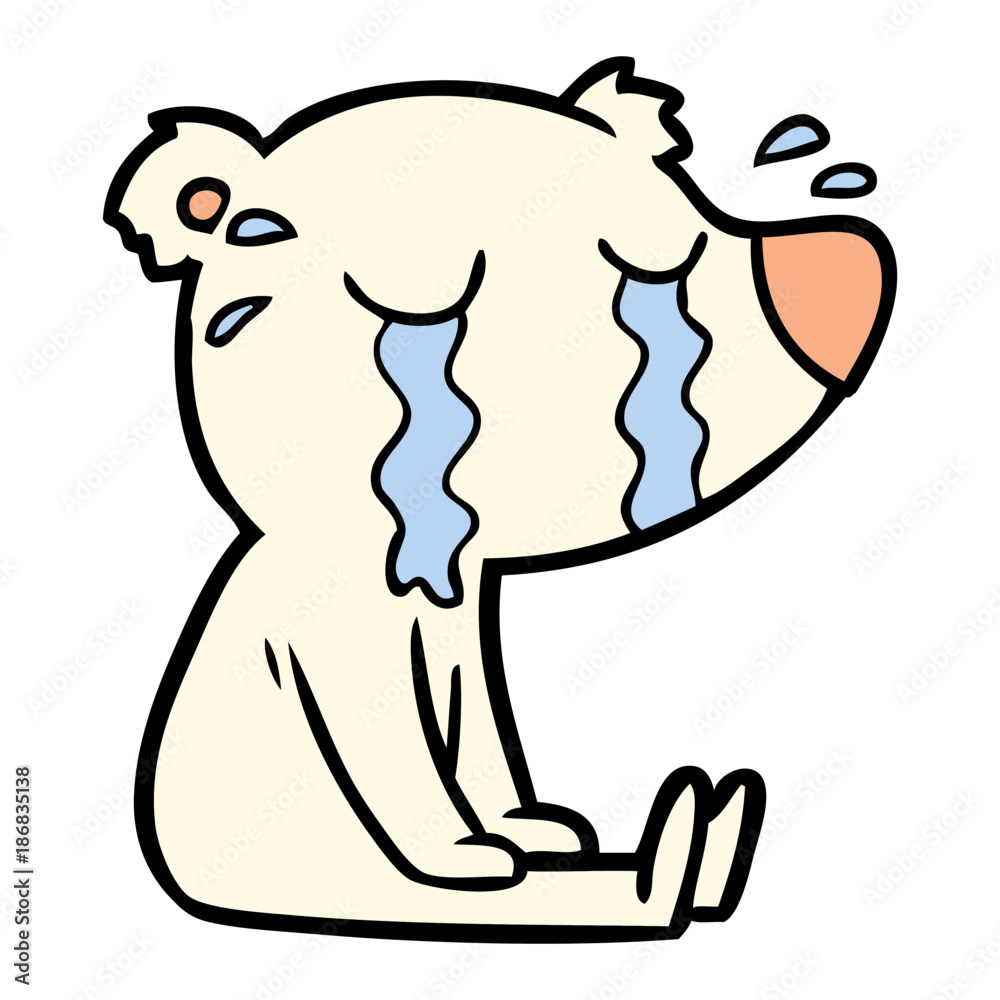 Obraz premium cartoon crying sitting polar bear