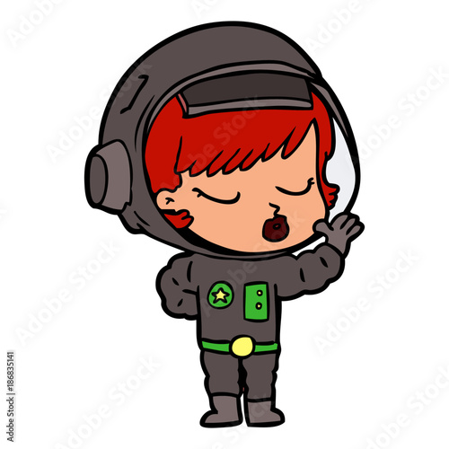 cartoon pretty astronaut girl