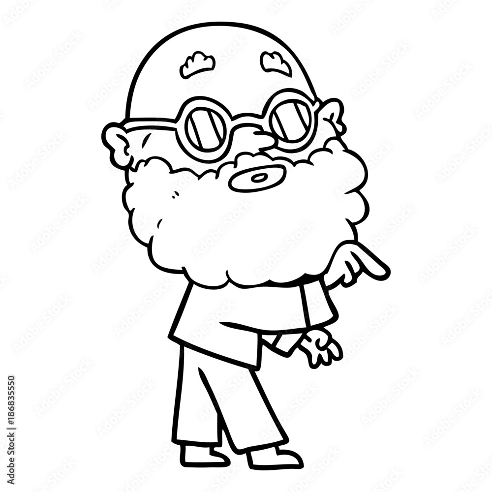 cartoon curious man with beard and glasses cartoon curious man with beard and glasses