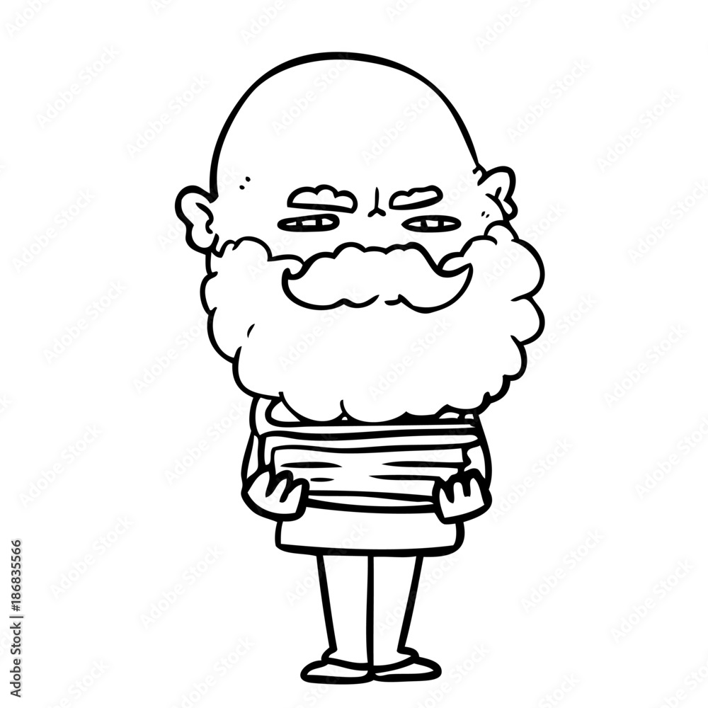 cartoon man with beard frowning cartoon man with beard frowning