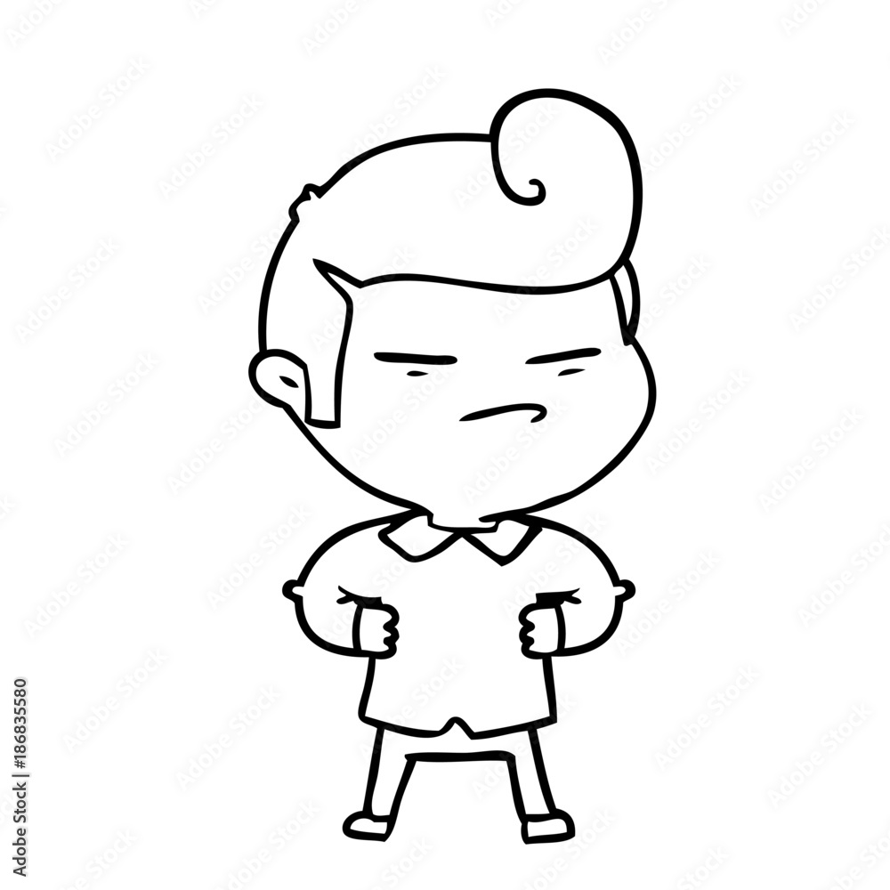 cartoon cool guy with fashion hair cut