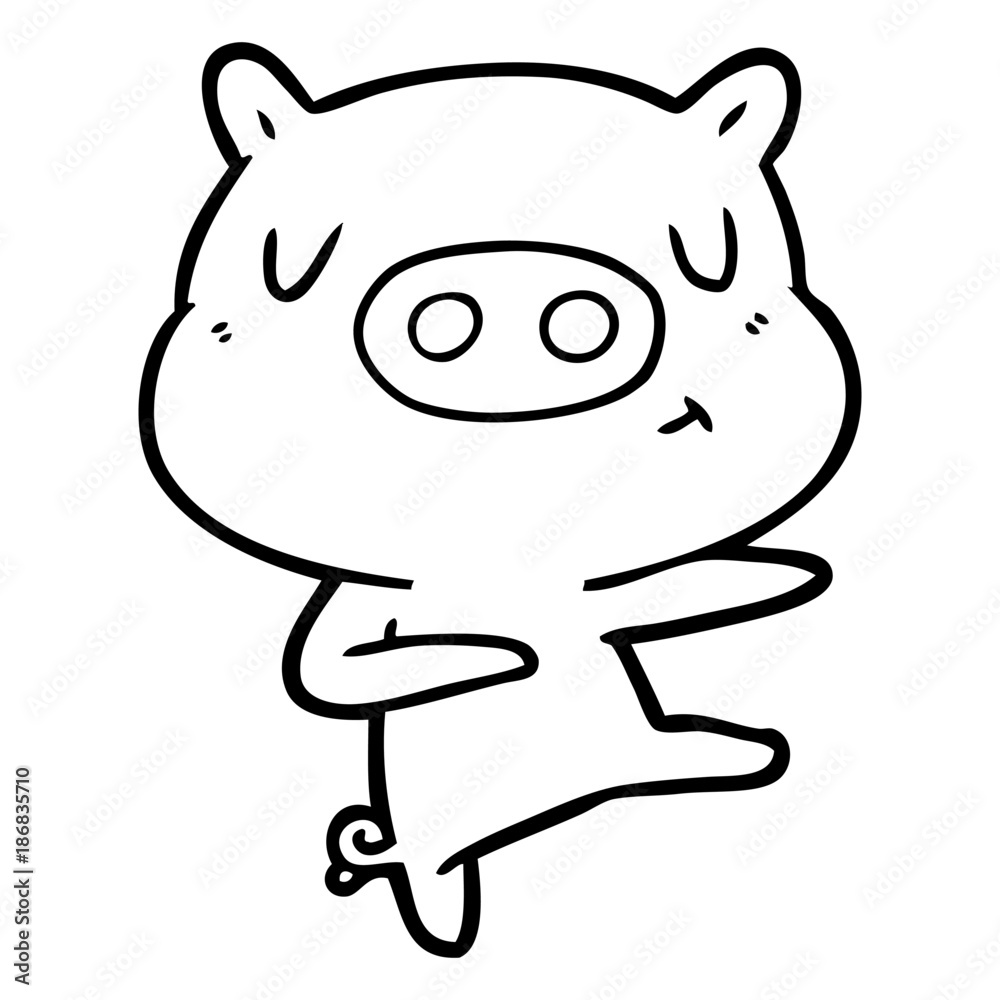 Obraz premium cartoon content pig dancing