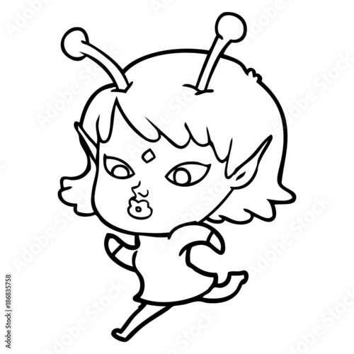 pretty cartoon alien girl running