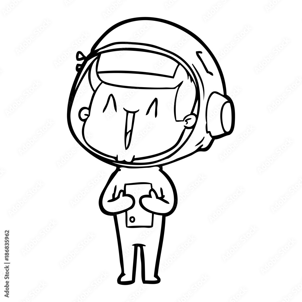 happy cartoon astronaut