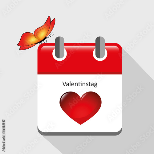 kalender rot valentinstag herz und schmetterling