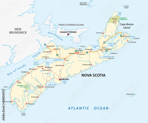 Nova Scotia road map, Canada