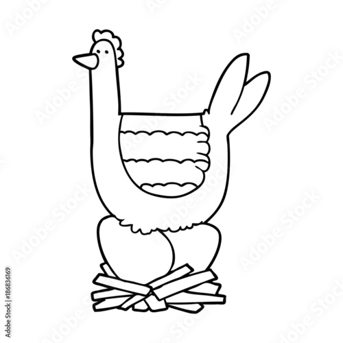 cartoon chicken sitting on eggs in nest