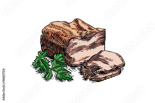 Piece of brisket with slice and parsley