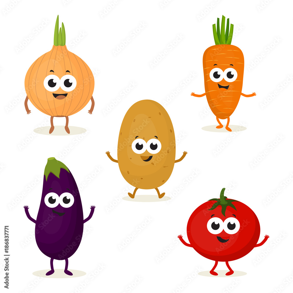 set with cute vegetables
