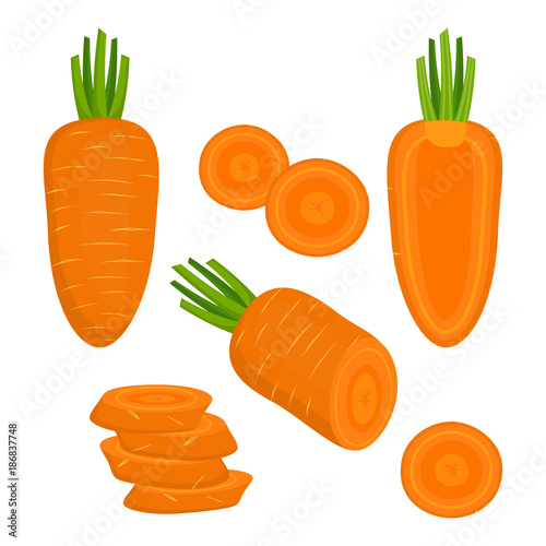 set with carrot on white background