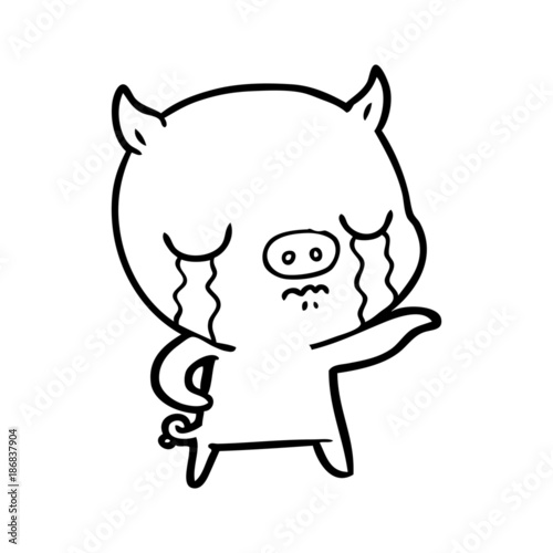 cartoon pig crying pointing