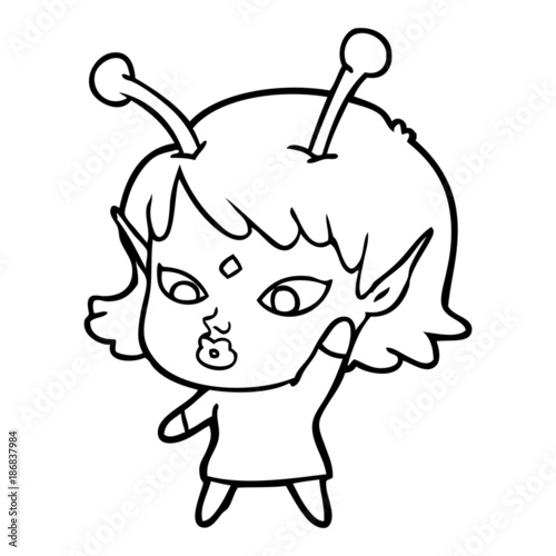 pretty cartoon alien girl