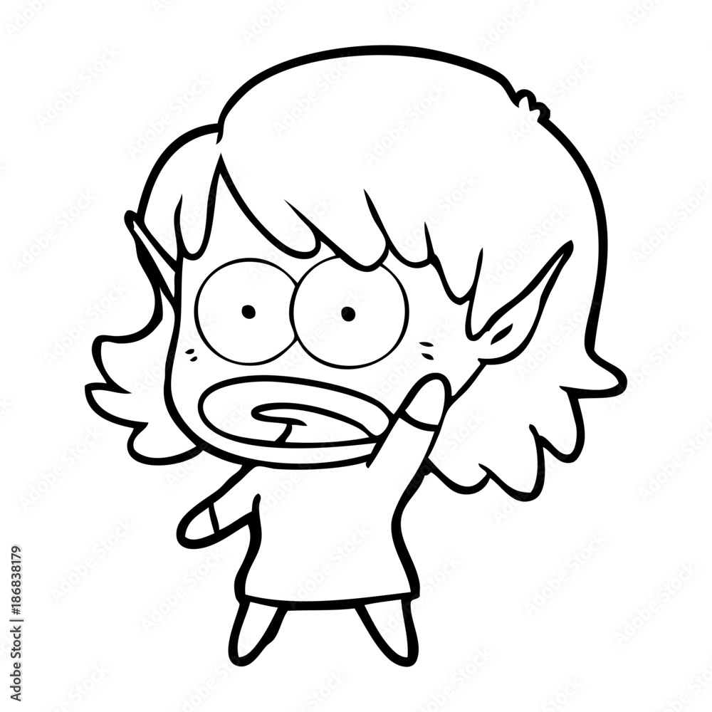 cartoon shocked elf girl cartoon shocked elf girl