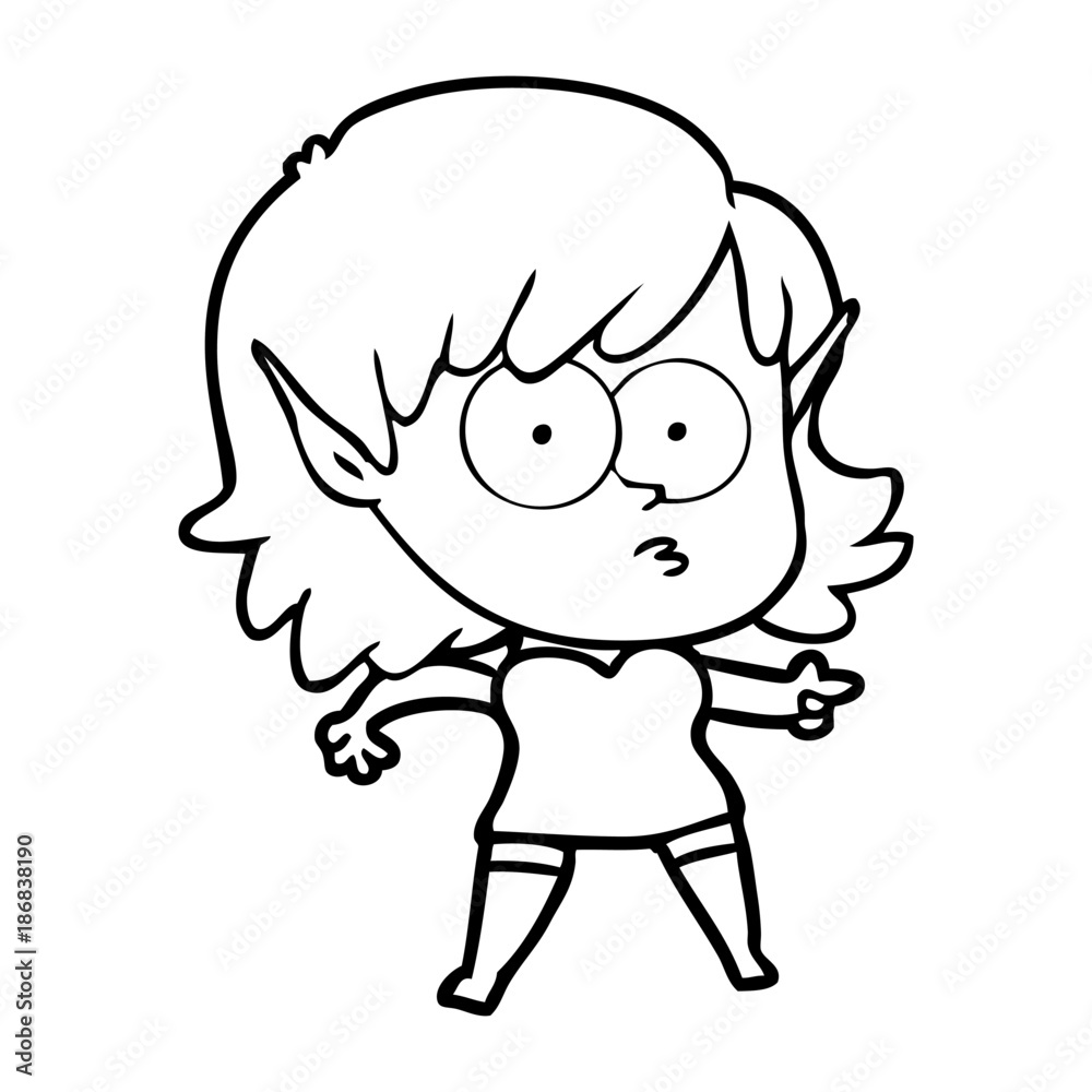 cartoon shocked elf girl cartoon shocked elf girl