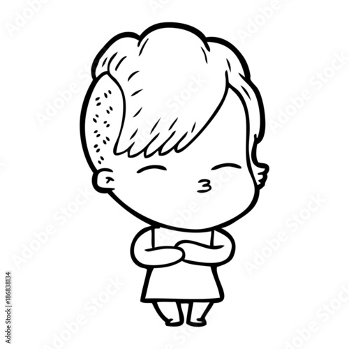 cartoon squinting girl