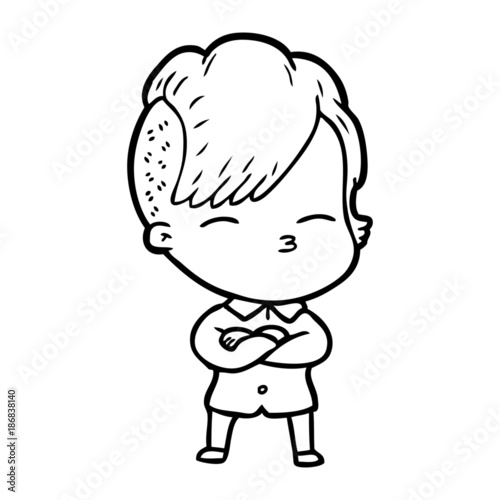 cartoon squinting girl