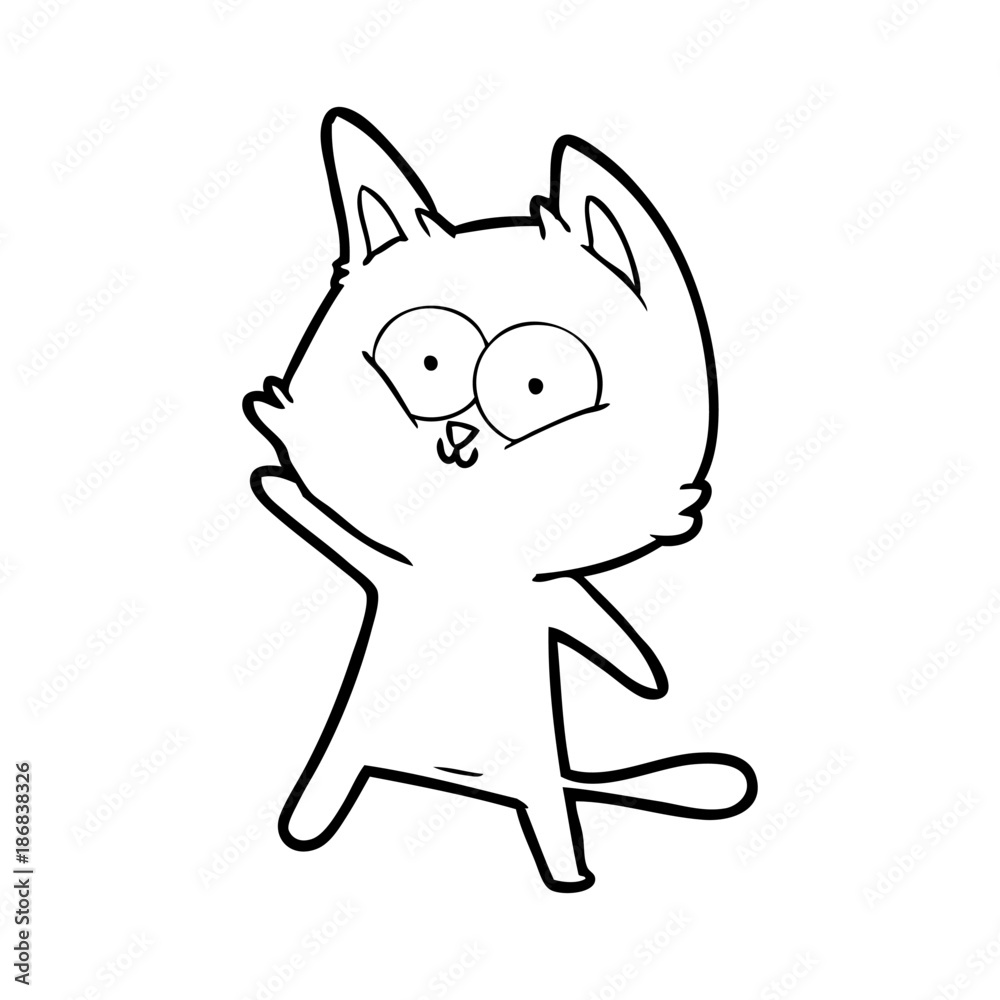 cartoon cat waving cartoon cat waving