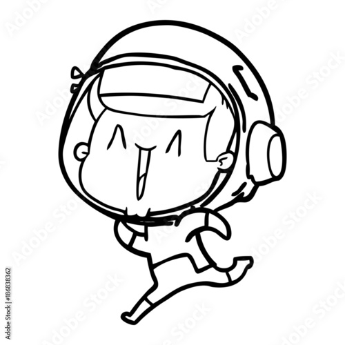 happy cartoon astronaut