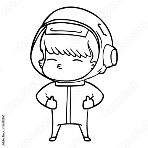 cartoon curious astronaut