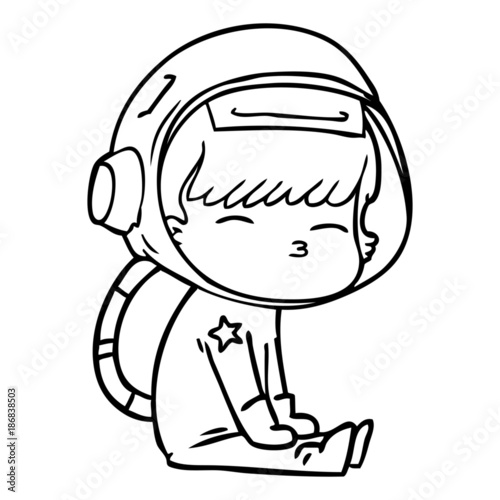 cartoon curious astronaut