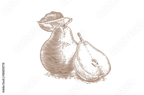 Whole and piece of pear
