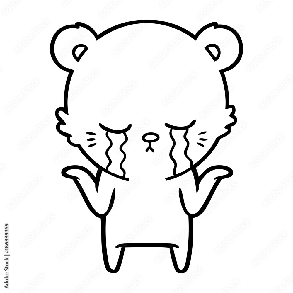 crying cartoon polar bear shrugging shoulders crying cartoon polar bear shrugging shoulders