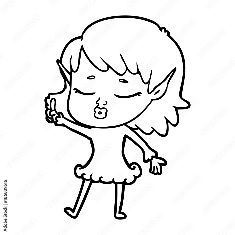pretty cartoon elf girl with question pretty cartoon elf girl with question