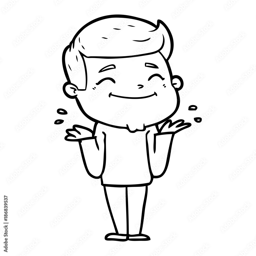 happy cartoon man shrugging happy cartoon man shrugging