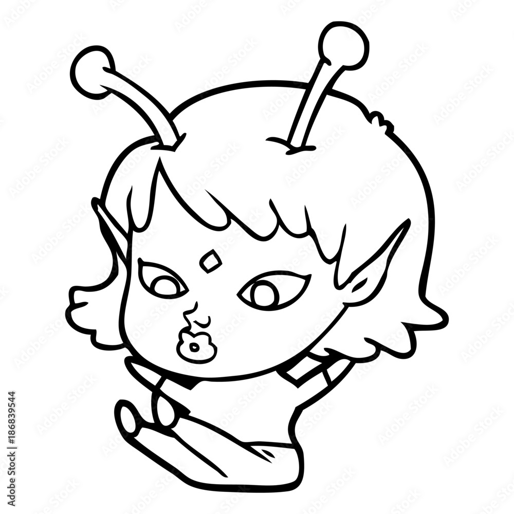 pretty cartoon alien girl sitting pretty cartoon alien girl sitting