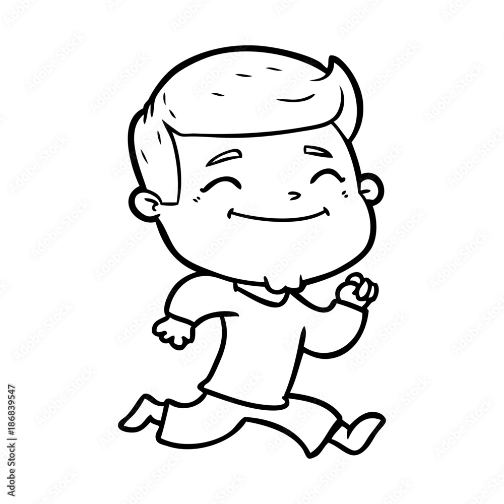 happy cartoon man running