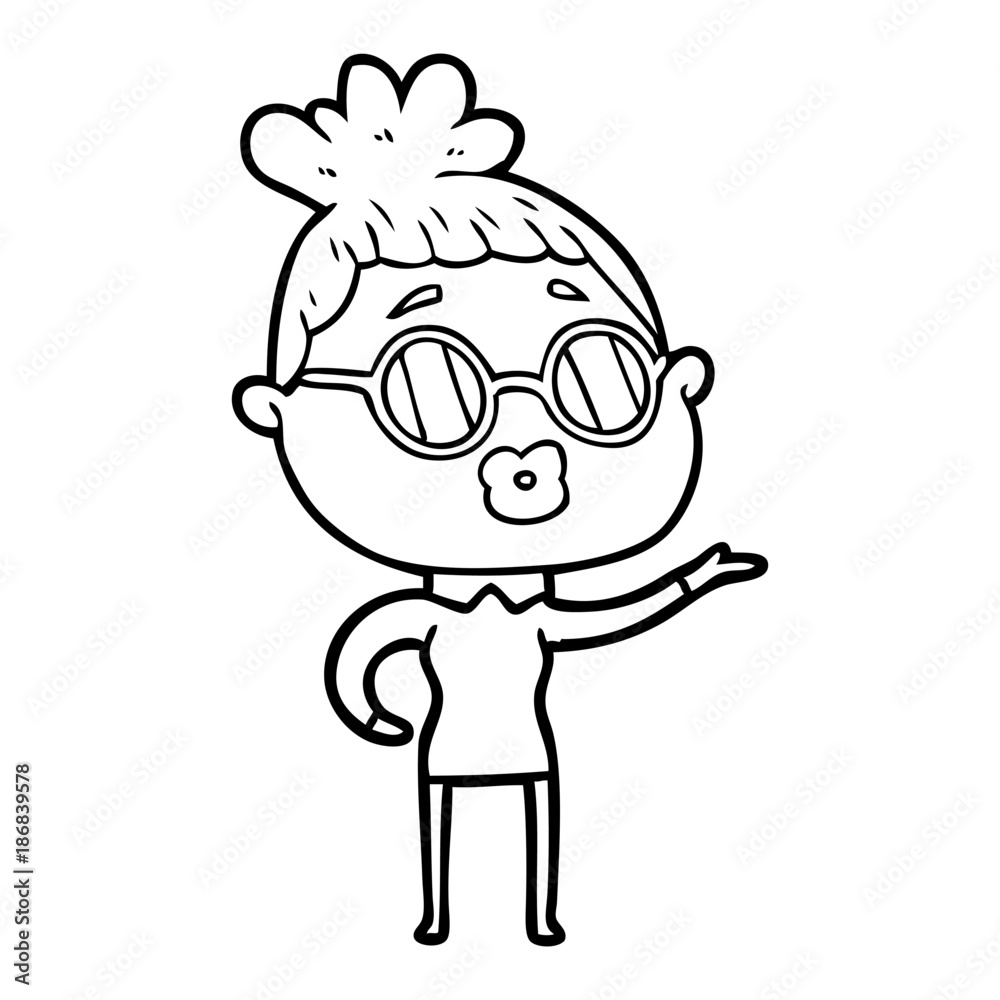 cartoon woman wearing sunglasses