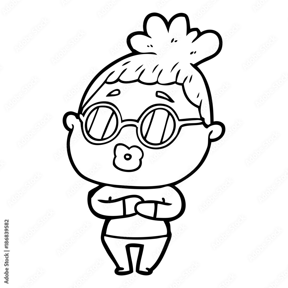 cartoon woman wearing spectacles cartoon woman wearing spectacles
