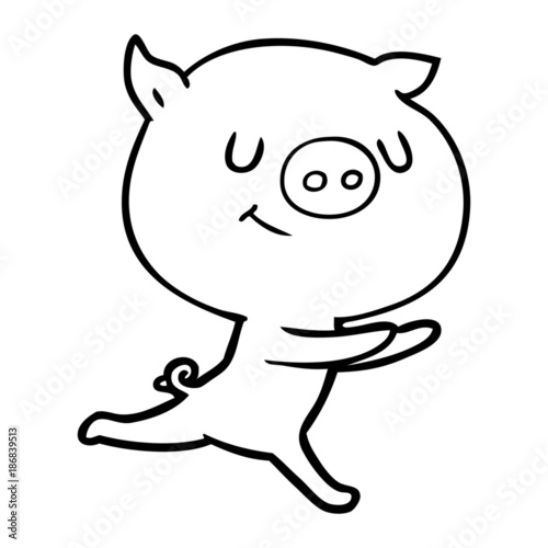 happy cartoon pig