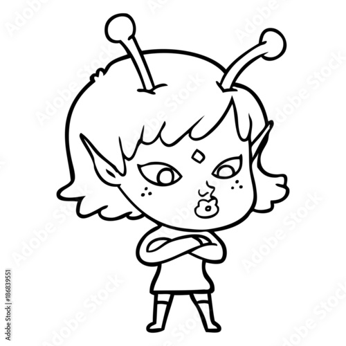 pretty cartoon alien girl