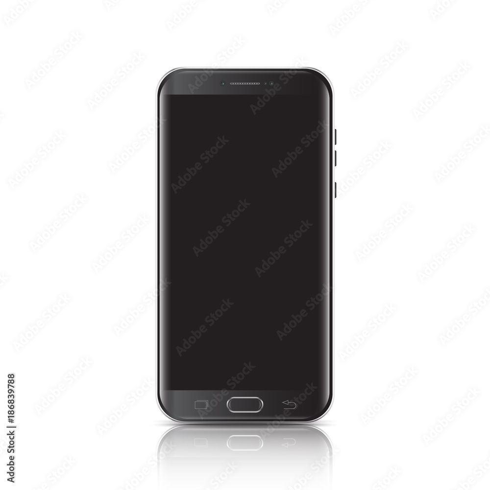 Modern realistic black smartphone. Smartphone with edge side style, 3d Vector illustration of cell phone. Modern realistic black smartphone. Smartphone with edge side style, 3d Vector illustration of cell phone.