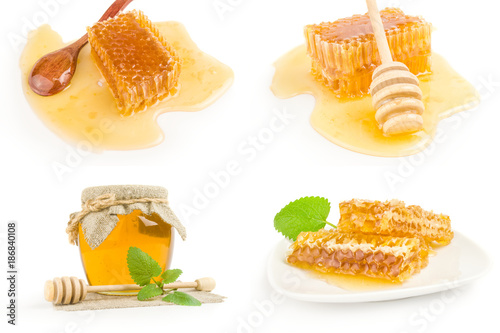 Set of honey on white