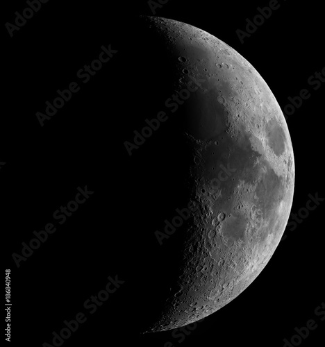 High Detail Waxing Crescent Moon