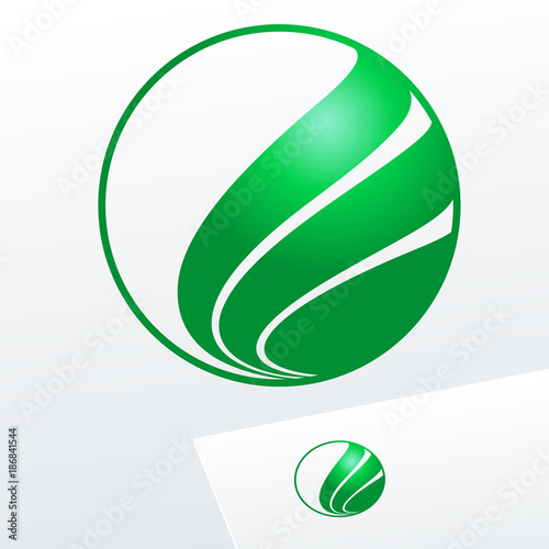 Abstract green vector sign in sphere shape. Logotype for Ecology, Pharmacy, Medicine activity