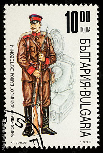 Bulgarian soldier Balkan War on postage stamp © Vic