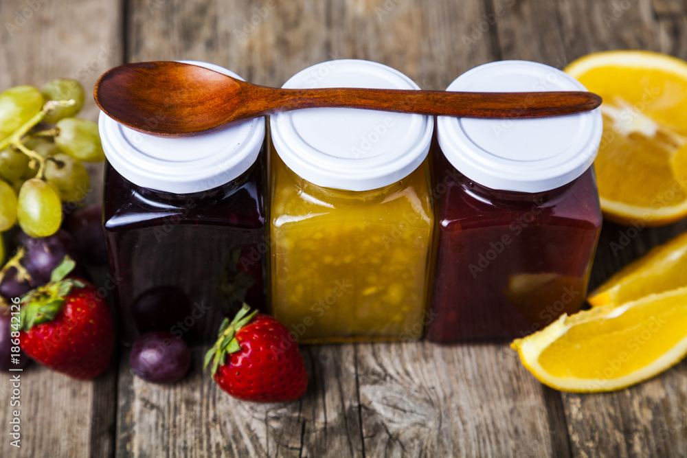 Three jars with jam Three jars with jam