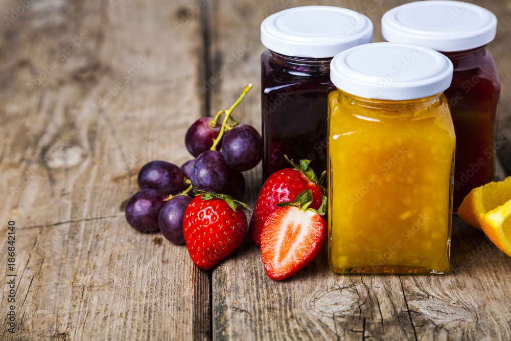 Three jars with jam Three jars with jam