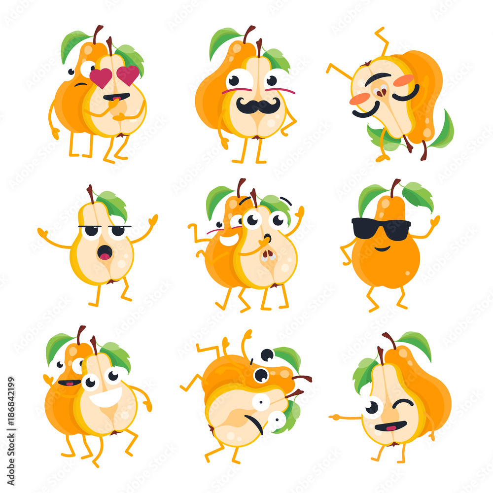 Funny pears - vector isolated cartoon emoticons Funny pears - vector isolated cartoon emoticons