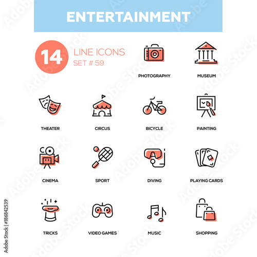 Entertainment - line design icons set